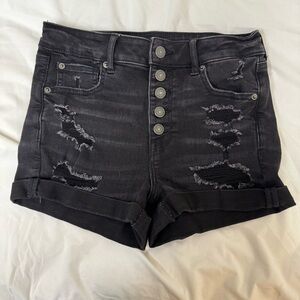 American Eagle Distressed Black Denim Shorts